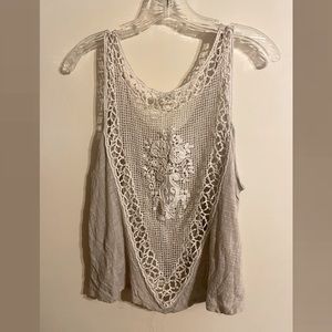 3/$15 Cream Lacy Back Tank Top